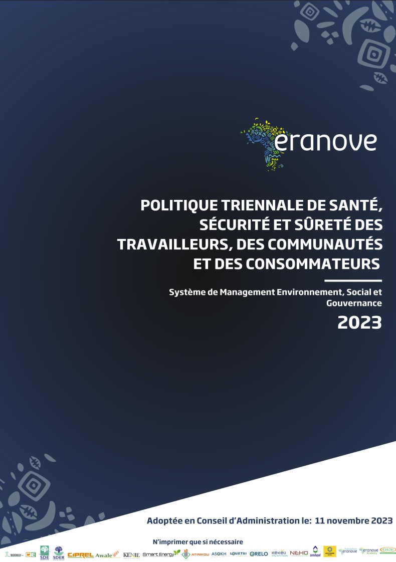 Politique triennale de santé, sécurité et sûreté des travailleurs, des communautés et des consommateurs